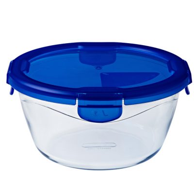 Set 2 sklenených misiek Pyrex Cook&Go s modrými viečkami 913S233